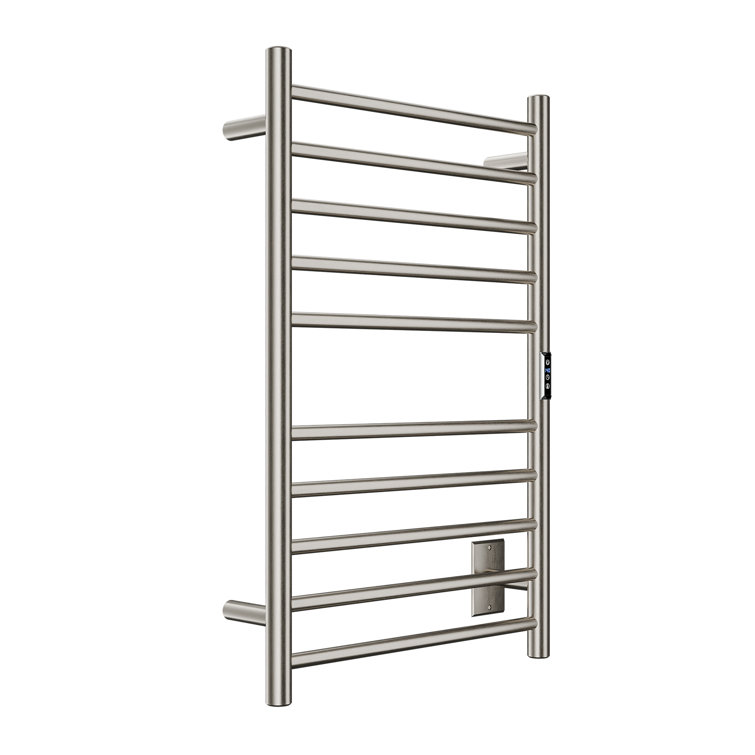 Brushed Nickel 10-Bar Wall Mounted Towel Warmer