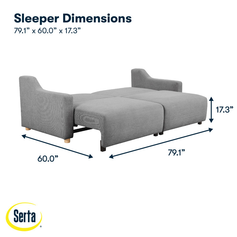 Gray Queen Convertible Sleeper Sofa with Natural Wood Legs