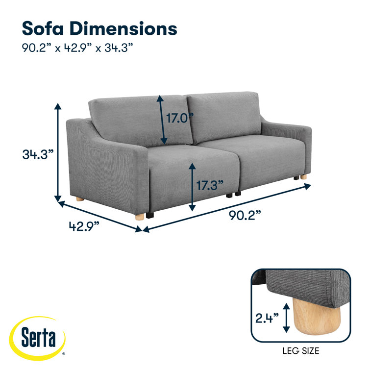 Gray Queen Convertible Sleeper Sofa with Natural Wood Legs