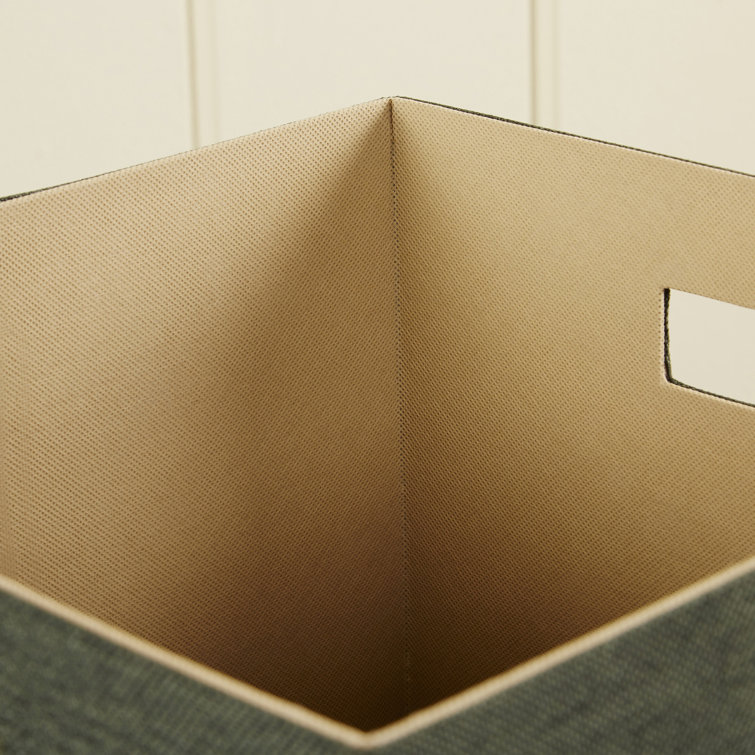Green Fabric Cube Storage Bin with Handles