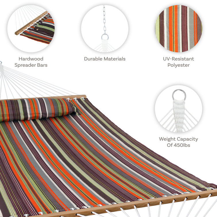 Canyon Sunset Quilted Fabric Two-Person Hammock with Spreader Bars