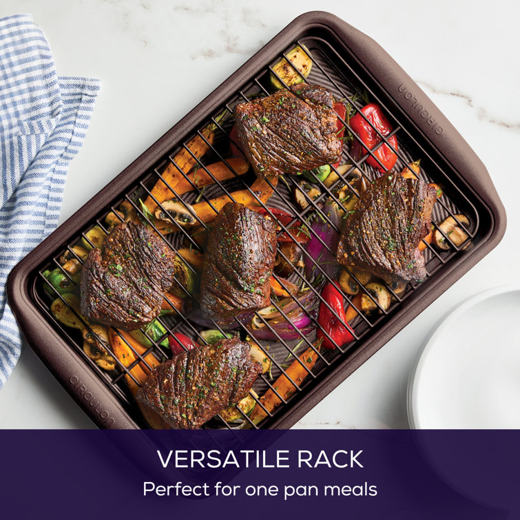 Chocolate Brown Nonstick Steel Cookie Sheet with Cooling Rack