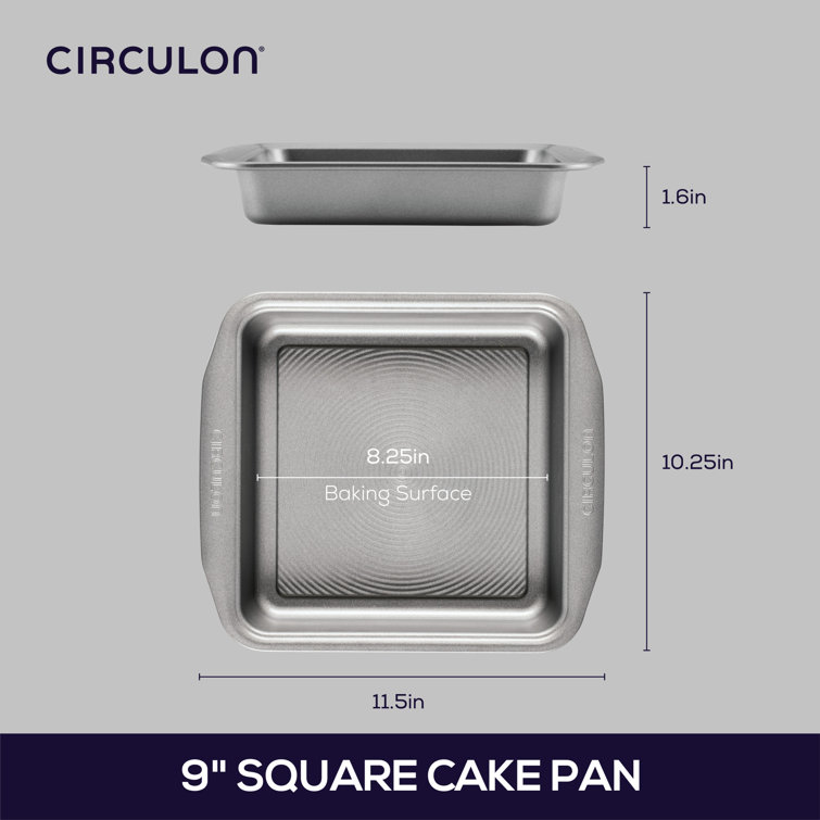 Gray Stainless Steel Nonstick Square Cake Pan, 9 Inch
