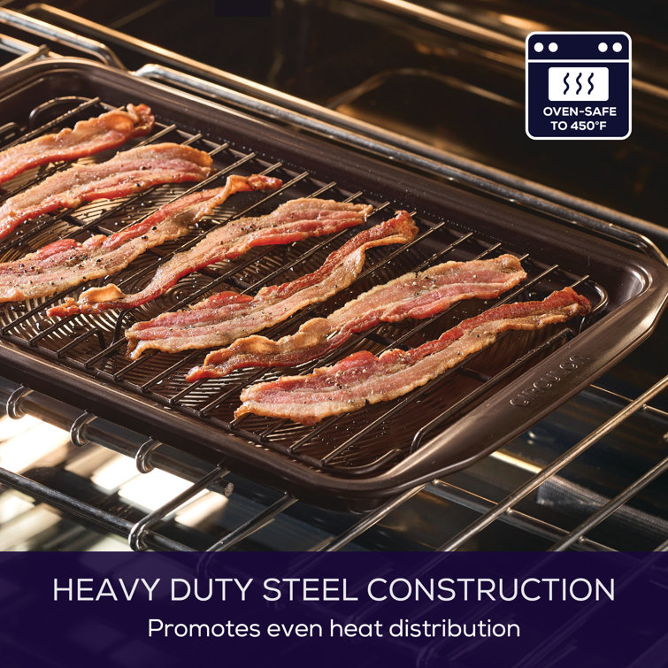 Chocolate Brown Nonstick Steel Cookie Sheet with Cooling Rack