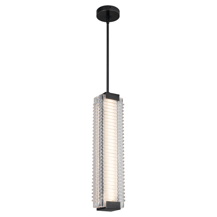 Urban Bronze Ribbed Glass LED Pendant Light