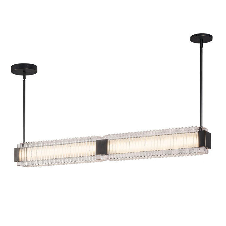 Urban Bronze Ribbed Glass LED Linear Pendant Light