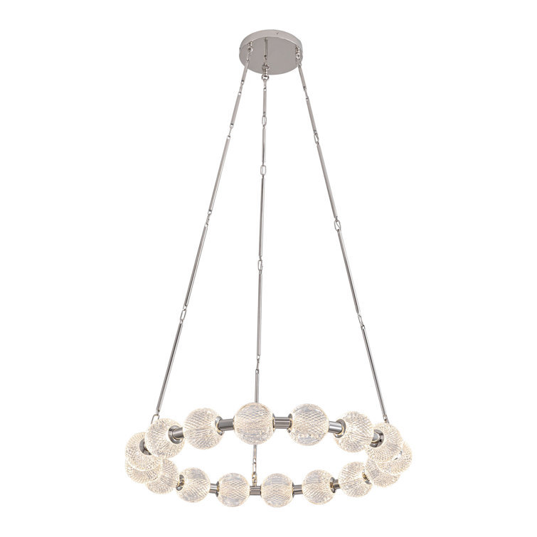 Polished Nickel Beaded 32-Inch LED Chandelier
