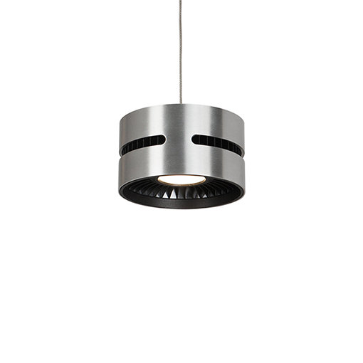 Sleek Drum LED Pendant in Brushed Nickel - Adjustable Height