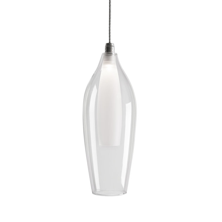 Chrome LED Single Pendant with Clear and Frosted Glass
