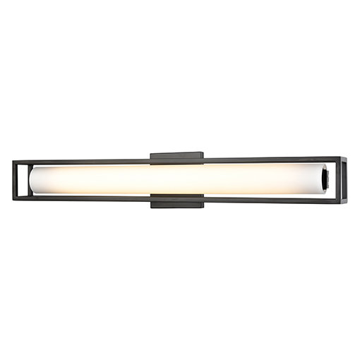 Lochwood 27'' Black LED Vanity Wall Sconce with Opal Glass Diffuser