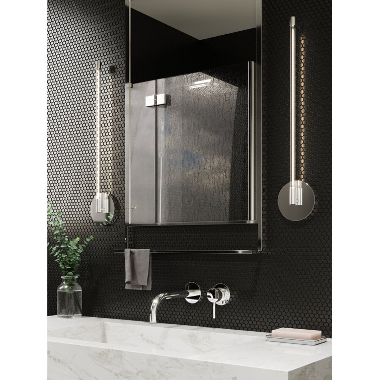 Motif Modern Black LED Wall Sconce, Dimmable 14.88" Cylinder