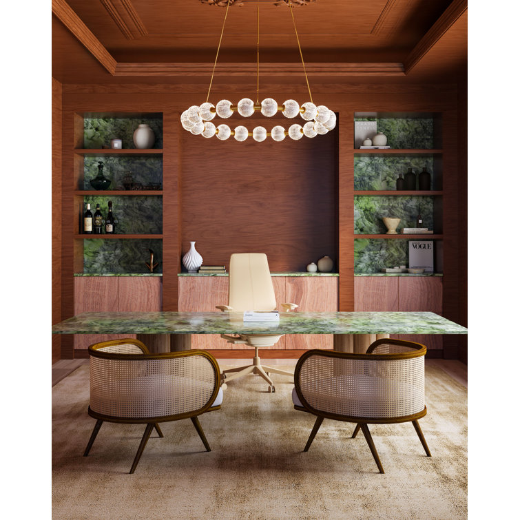 Marni 41-Inch Natural Brass Beaded LED Chandelier