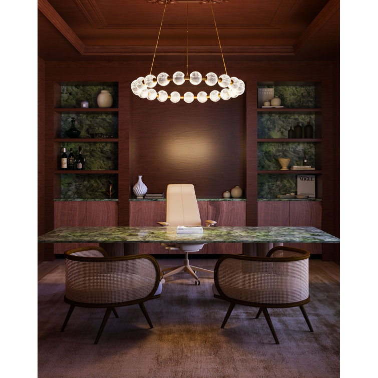 Marni 41-Inch Natural Brass Beaded LED Chandelier