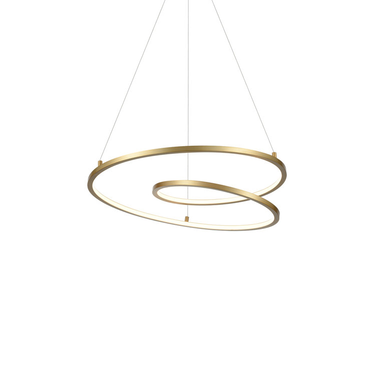 Antique Brass LED Spiral Pendant Light