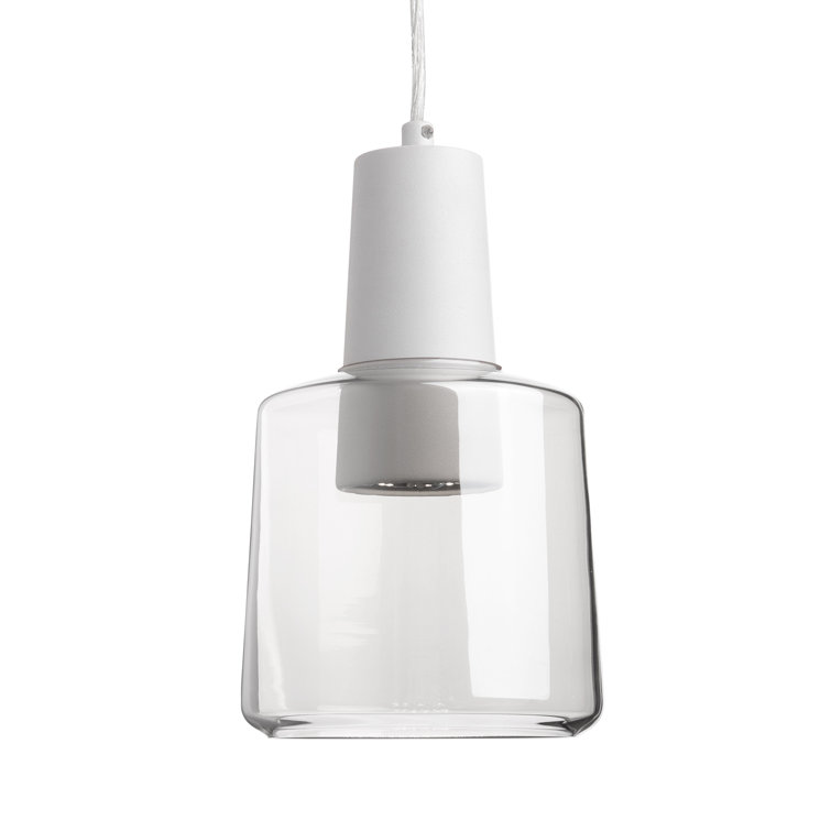 Matte Black and White 8.88" LED Glass Pendant Light