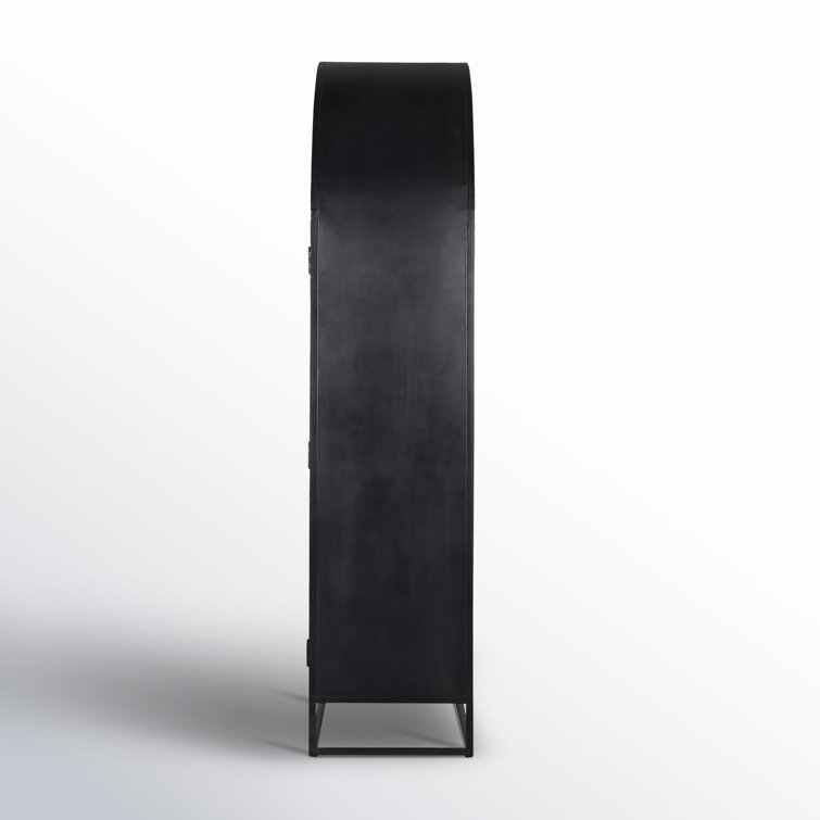 Dark Brown Mango Wood and Iron Arched Curio Cabinet
