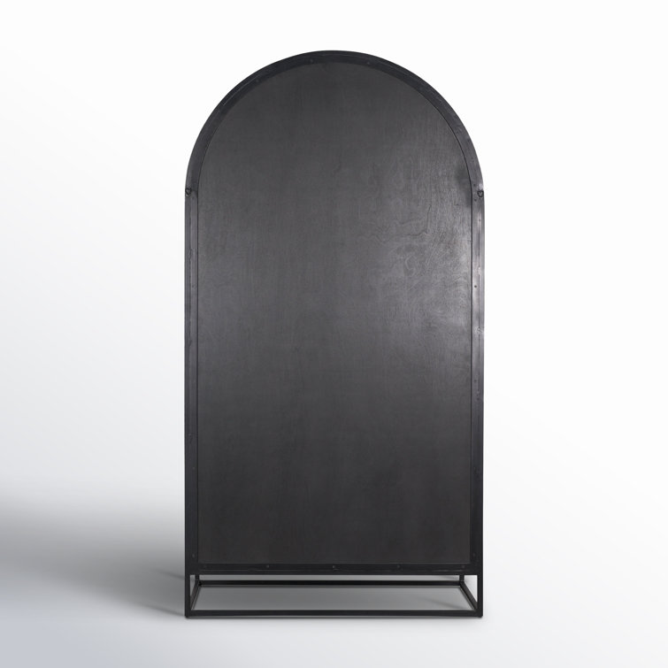 Dark Brown Mango Wood and Iron Arched Curio Cabinet