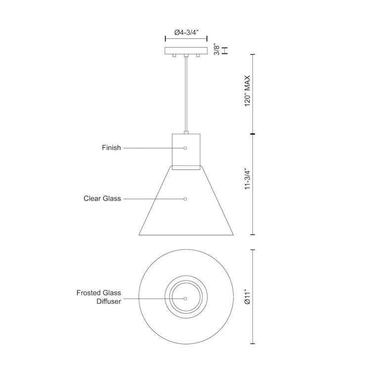 Vanier Refined Brushed Nickel LED Pendant with Clear Glass