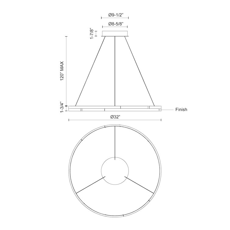 Anello Minor 32" Brushed Nickel LED Pendant Light