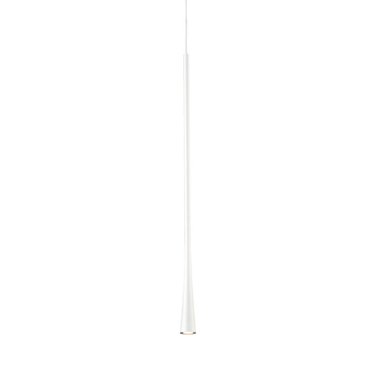 White Aluminum LED Single Pendant Light, 23.63" Height