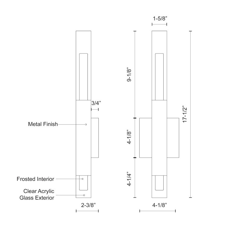 Martelo Chrome LED Dimmable Wall Sconce with Acrylic Accents