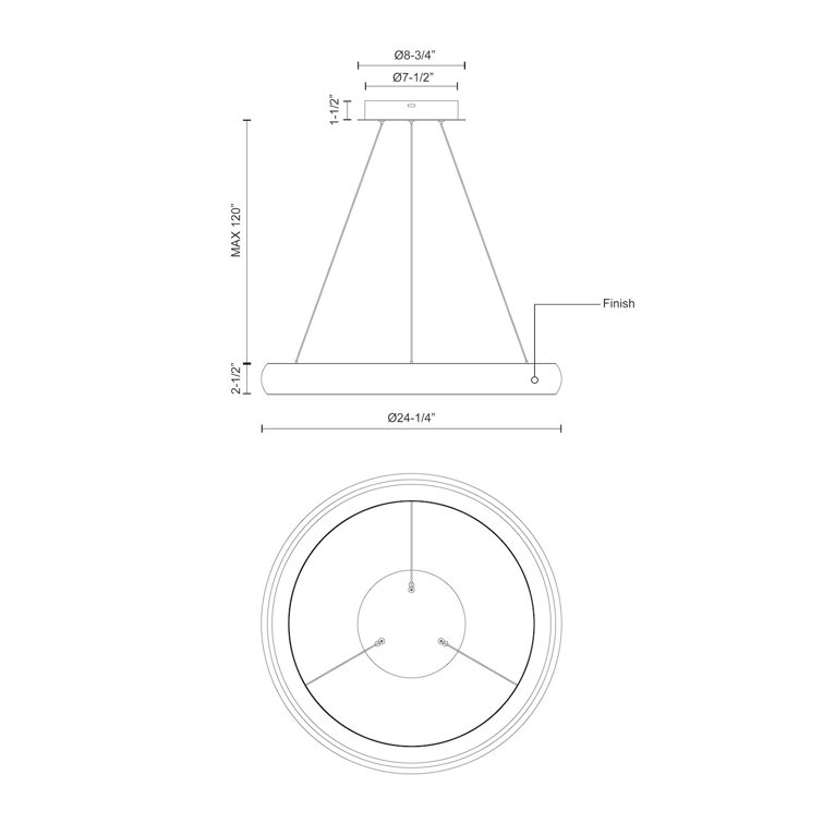 Cortana Sleek Black LED Drum Pendant Light