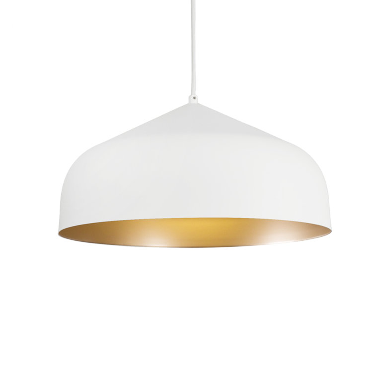 Helena 1-Light Acorn-Shaped White/Gold Pendant with Braided Cord