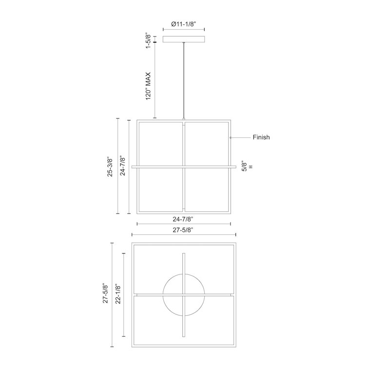 Mondrian Brushed Nickel LED Rectilinear Pendant Light