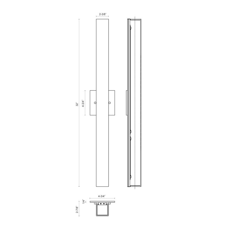 Melville 32'' Dimmable LED Wallchiere in Black with White Opal Glass