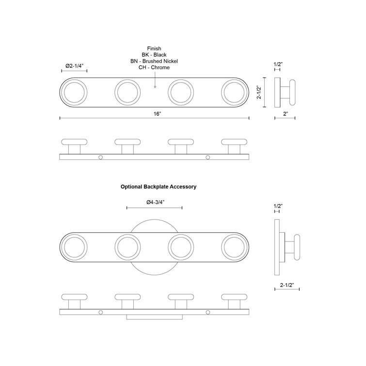 Rezz 16" Chrome Dimmable LED Bath Bar