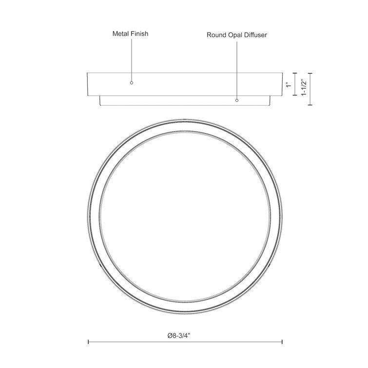 Black Aluminum LED Indoor/Outdoor Drum Flush Mount
