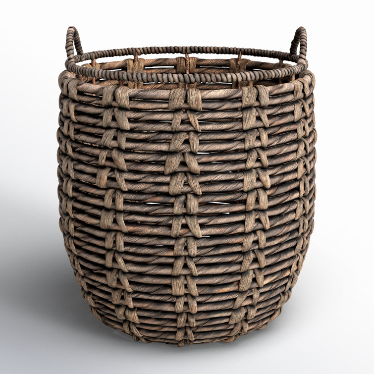 Handwoven Brown Wicker Basket with Handles for Storage