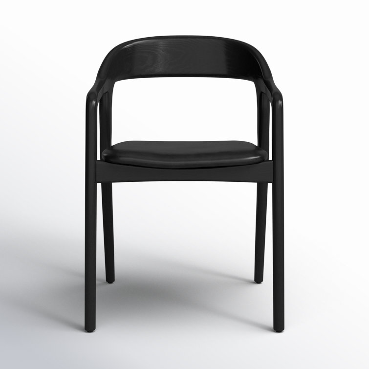 Sonoma Black Genuine Leather and Ash Wood Arm Chair