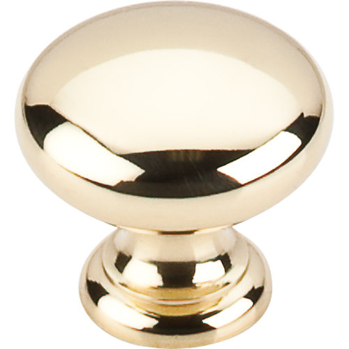 Polished Brass Round Cabinet Knob with Mounting Hardware