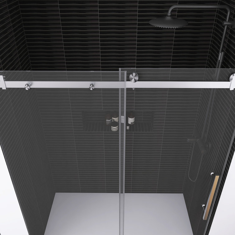 60'' W x 76'' H Brushed Nickel Frameless Sliding Shower Door