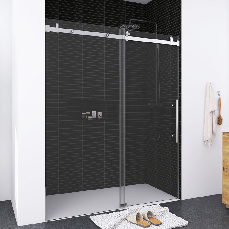 60'' W x 76'' H Brushed Nickel Frameless Sliding Shower Door