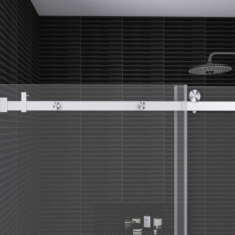 60'' W x 76'' H Brushed Nickel Frameless Sliding Shower Door
