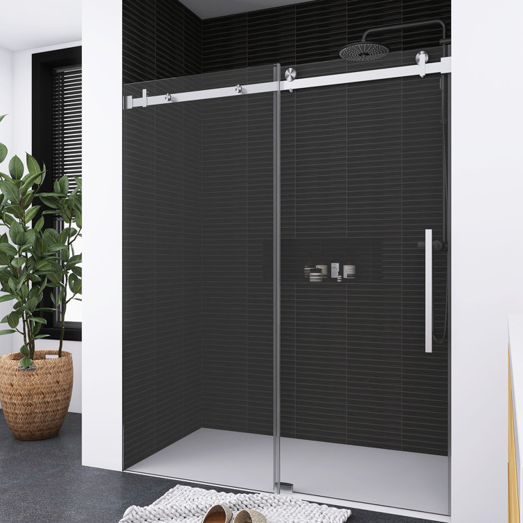 60'' W x 76'' H Brushed Nickel Frameless Sliding Shower Door