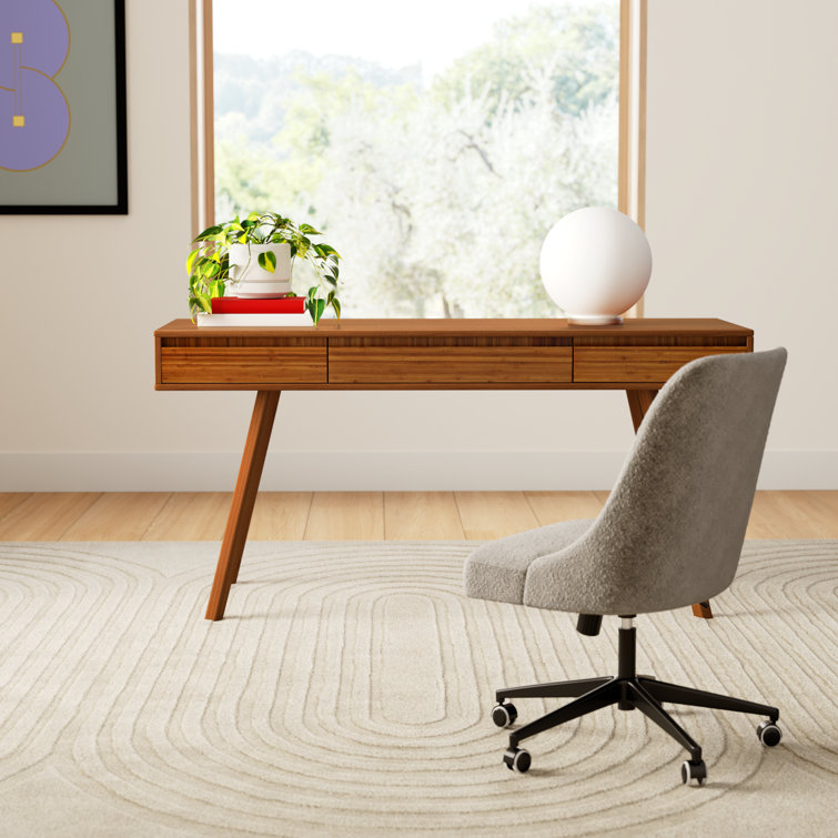 Amber Bamboo 60" Writing Desk with Splayed Legs and Drawers