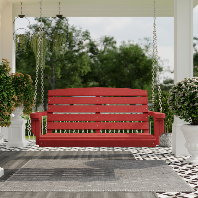 Cardinal Red HDPE Traditional 2-Person Porch Swing