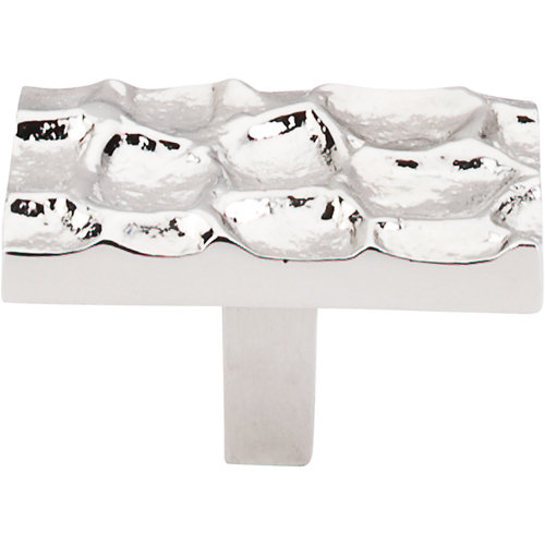 Polished Nickel Rectangular Cabinet Knob with Textured Design