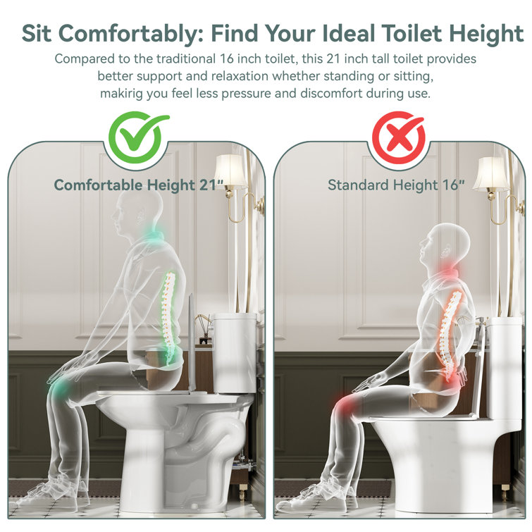 21-Inch High Efficiency White Ceramic Elongated Toilet