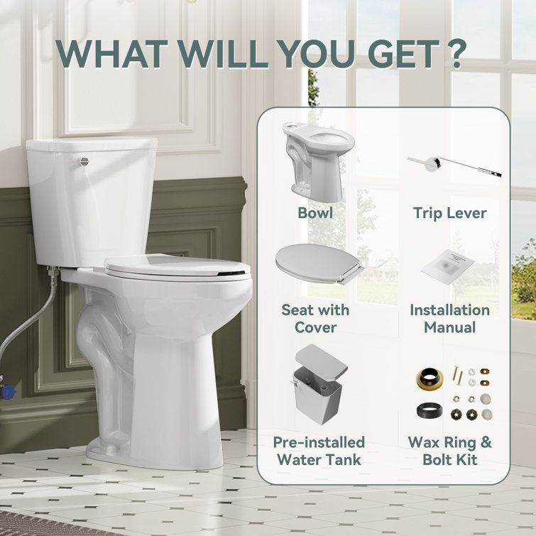 21-Inch High Efficiency White Ceramic Elongated Toilet
