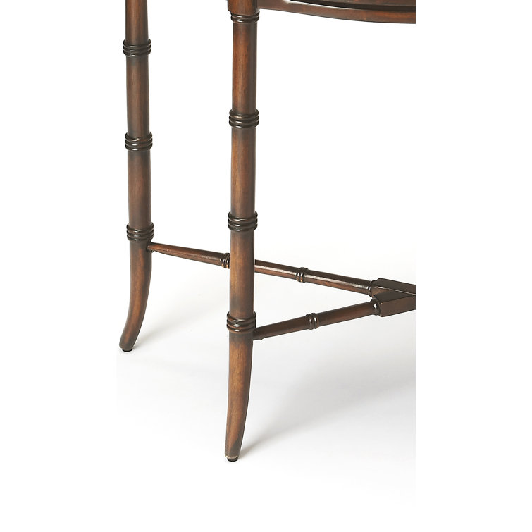 Dark Brown Wood Demilune Console Table with Storage