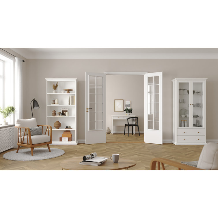 Sonoma Tall Wide Adjustable White Wood 5-Shelf Bookcase