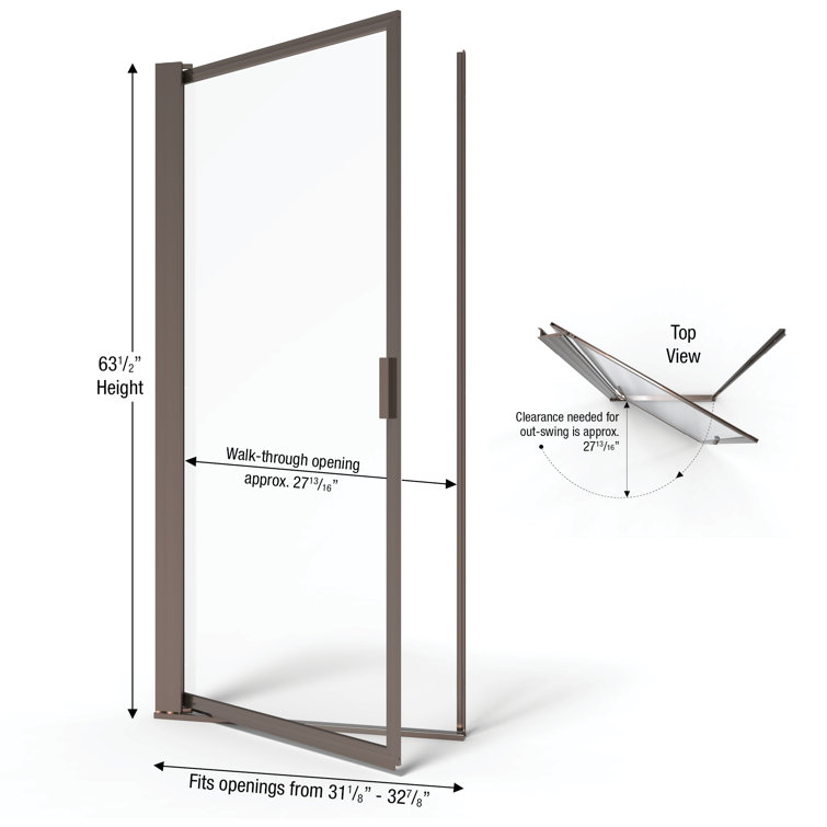 Sopora Oil Rubbed Bronze Framed Pivot Shower Door with Clear Glass