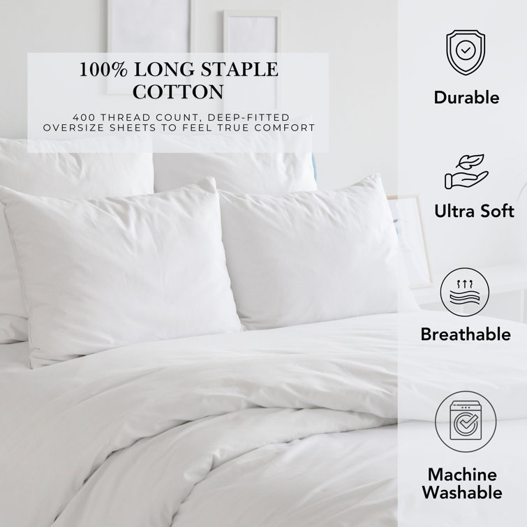 Ivory Twin XL Cotton Deep Pocket Sateen Sheet Set