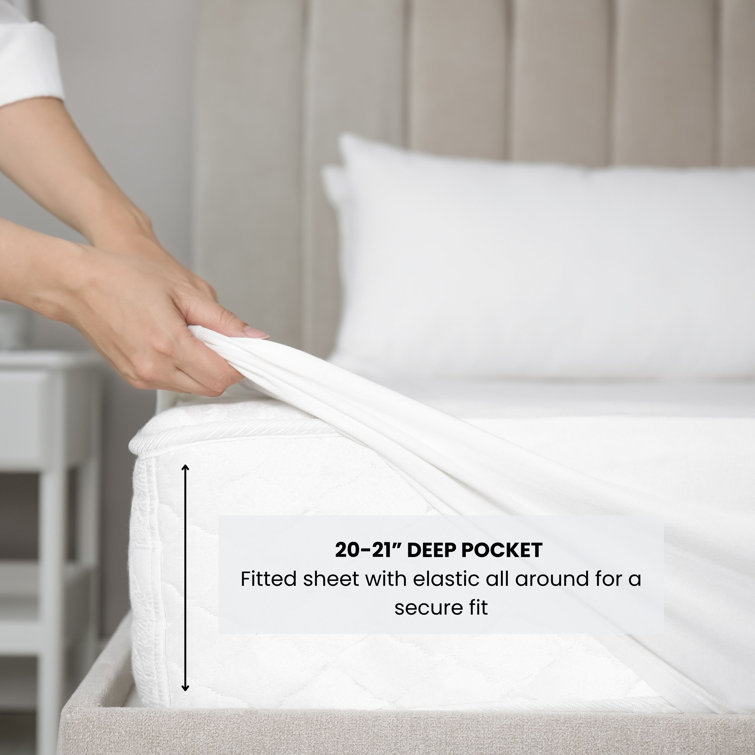 Ivory Twin XL Cotton Deep Pocket Sateen Sheet Set