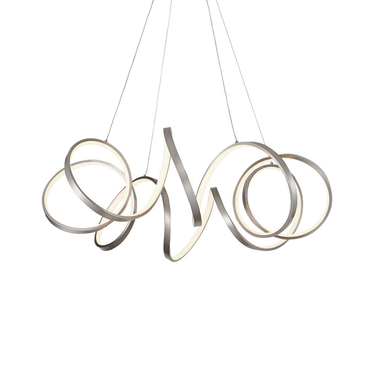 Synergy Antique Silver 34'' LED Helical Pendant Light in Brass