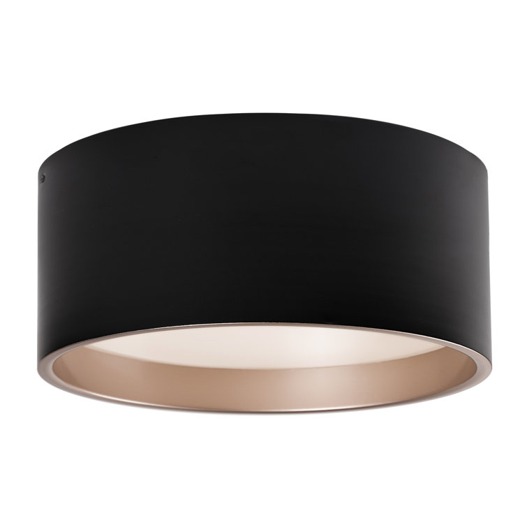 Globo Modern Matte Black Aluminum LED Drum Flush Mount